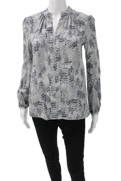 Charlotte Brody Womens Collared Silk Animal Print Long Sleeve Blouse Size XS
