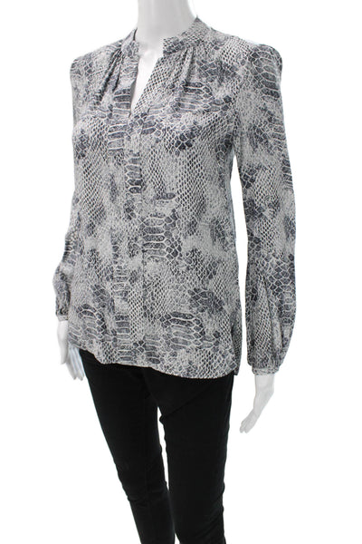 Charlotte Brody Womens Collared Silk Animal Print Long Sleeve Blouse Size XS