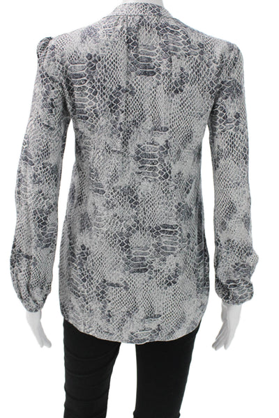 Charlotte Brody Womens Collared Silk Animal Print Long Sleeve Blouse Size XS