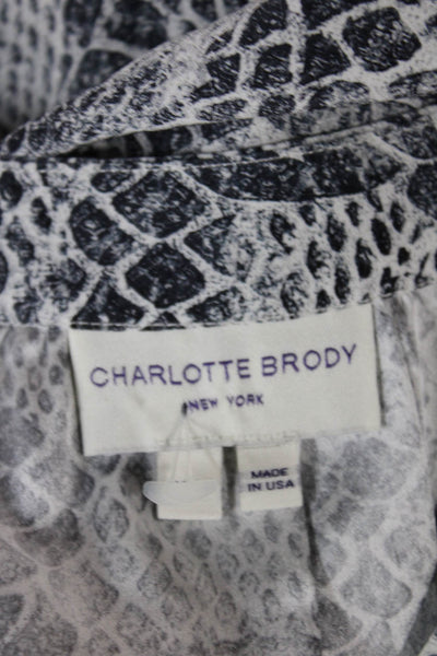 Charlotte Brody Womens Collared Silk Animal Print Long Sleeve Blouse Size XS