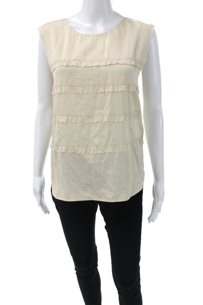 3.1 Phillip Lim Womens Beige Sleeveless Basic Blouse Round Neck Size 0