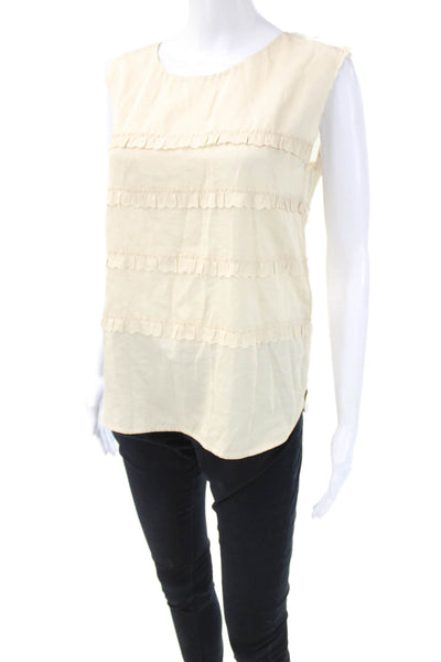 3.1 Phillip Lim Womens Beige Sleeveless Basic Blouse Round Neck Size 0