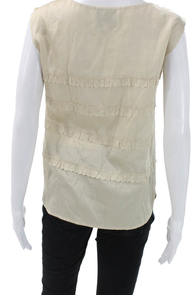 3.1 Phillip Lim Womens Beige Sleeveless Basic Blouse Round Neck Size 0
