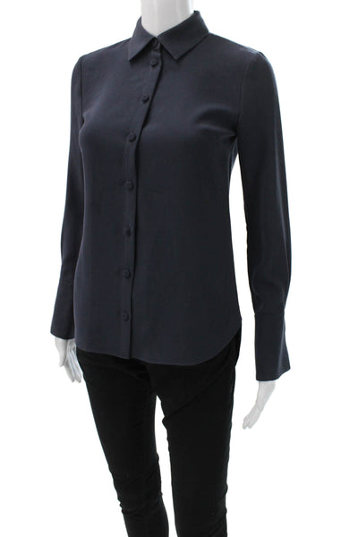 Charlotte Brody Women Blue Collared Long Sleeve Button-Up Triacetate Size XS