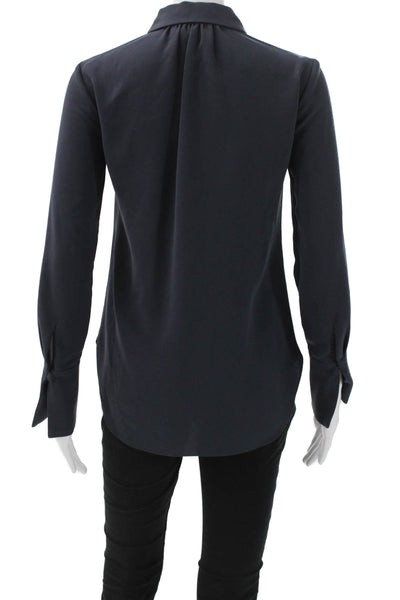 Charlotte Brody Women Blue Collared Long Sleeve Button-Up Triacetate Size XS