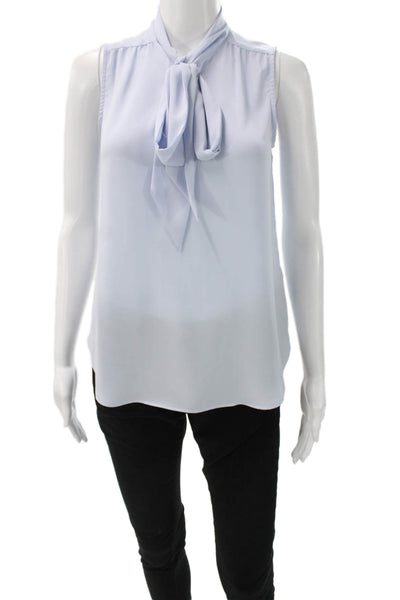 J Crew Women Basic Sleeveless High Neck Blue Polyester Blouse Size 2XS