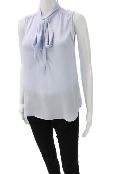 J Crew Women Basic Sleeveless High Neck Blue Polyester Blouse Size 2XS