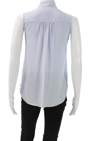 J Crew Women Basic Sleeveless High Neck Blue Polyester Blouse Size 2XS