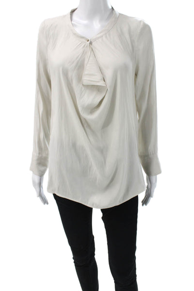 Zara Basic Women Ivory Cowl Neck Tunic Long Sleeve Polyester Size XS
