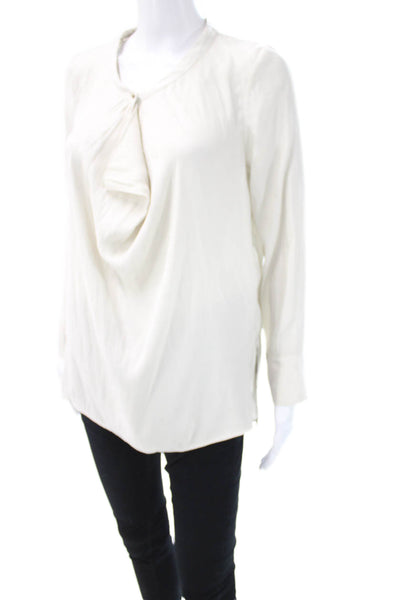 Zara Basic Women Ivory Cowl Neck Tunic Long Sleeve Polyester Size XS
