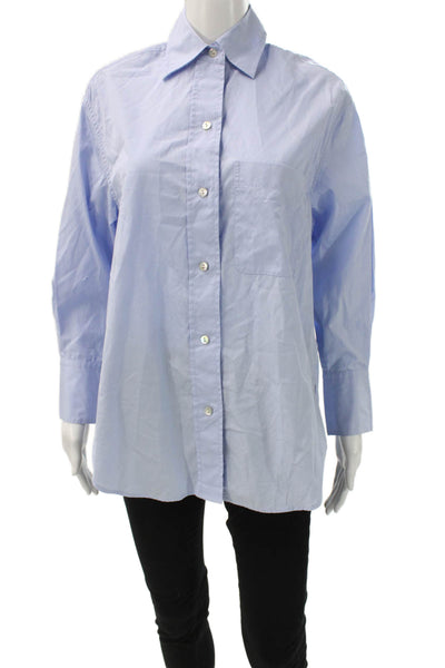 Vince Womens Collared Cotton Long Sleeve Basic Button-Up Blue Size 2XS