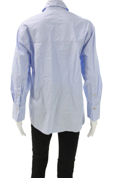 Vince Womens Collared Cotton Long Sleeve Basic Button-Up Blue Size 2XS