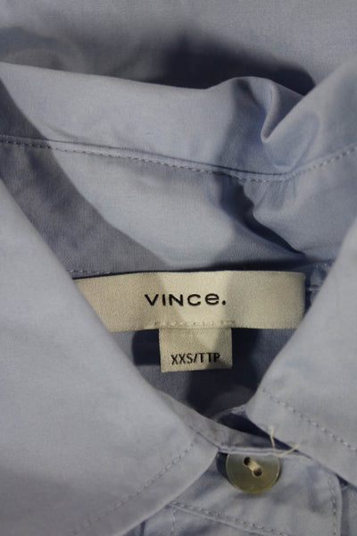 Vince Womens Collared Cotton Long Sleeve Basic Button-Up Blue Size 2XS