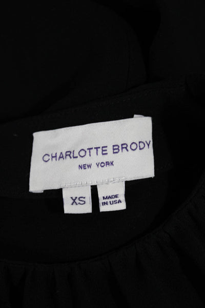 Charlotte Brody Womens A-Line Black Knee Length Long Sleeve Dress Size XS