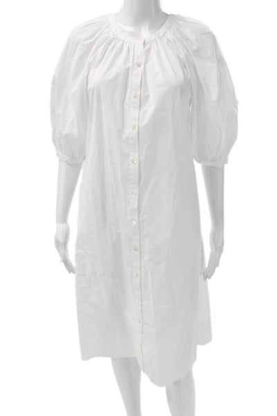 Staud Women Shirt Dress White Cotton Button Half Sleeve Midi Size XS