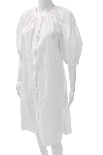 Staud Women Shirt Dress White Cotton Button Half Sleeve Midi Size XS