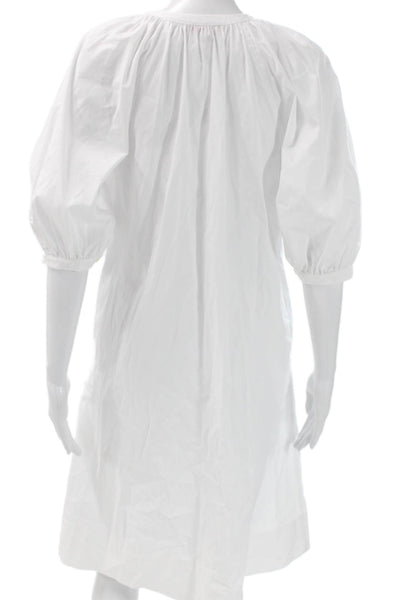 Staud Women Shirt Dress White Cotton Button Half Sleeve Midi Size XS
