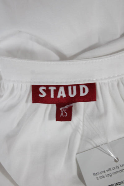 Staud Women Shirt Dress White Cotton Button Half Sleeve Midi Size XS