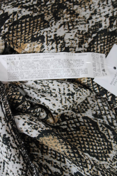 Zara Womens Fit & Flare Collared Animal Print Maxi Dress Long Sleeve Size XS