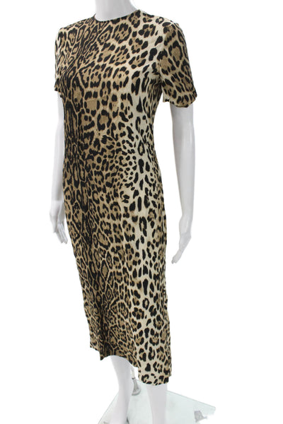 Zara Women Shift Dress Multicolor Animal Print Short Sleeve Mid Calf Size XS