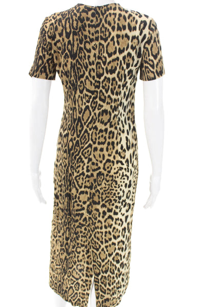 Zara Women Shift Dress Multicolor Animal Print Short Sleeve Mid Calf Size XS