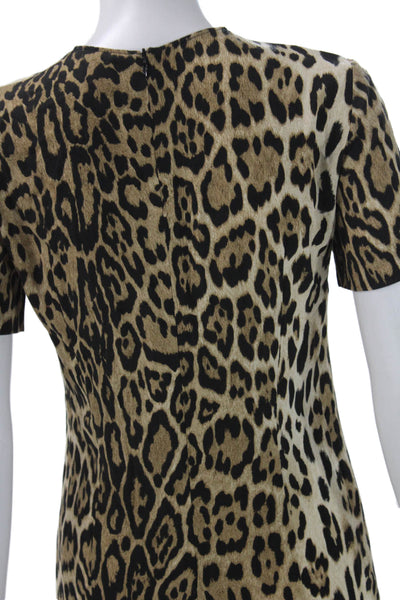 Zara Women Shift Dress Multicolor Animal Print Short Sleeve Mid Calf Size XS