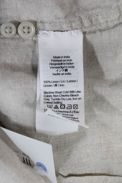 J Crew Womens Linen Collared Button Up Long Sleeve Basic Beige Size 00