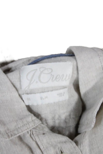 J Crew Womens Linen Collared Button Up Long Sleeve Basic Beige Size 00