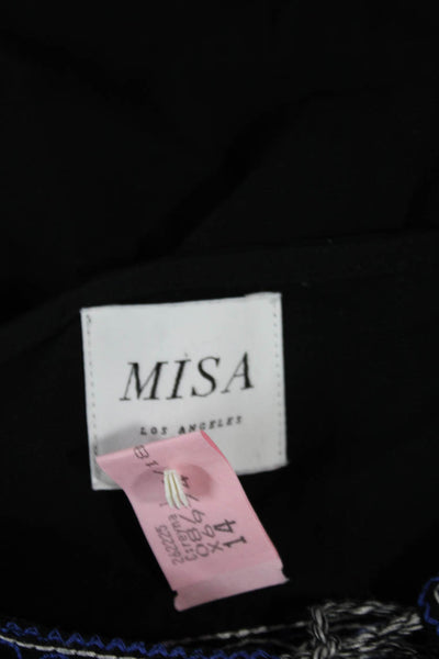 Misa Women Tunic Blouse V-Neck Floral Black Viscose Long Sleeve Size XS