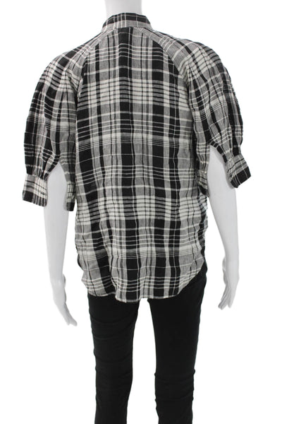Polo Ralph Lauren Womens Black Plaid Short Sleeve Button-Up Size 0
