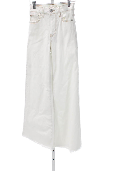 Frame Womens Wide Leg Jeans White High Rise Cotton 27in Size 23