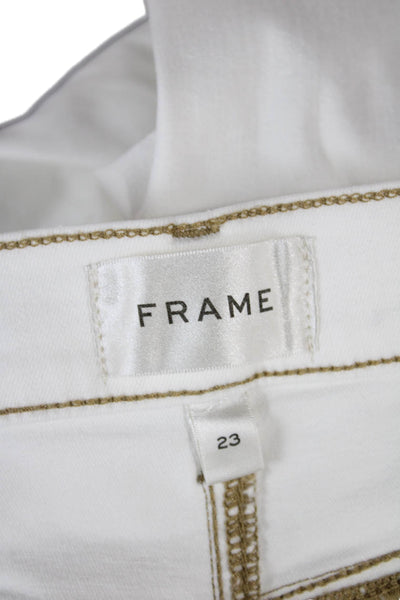 Frame Womens Wide Leg Jeans White High Rise Cotton 27in Size 23