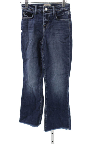 L'Agence Womens Cropped Mid Rise Jeans Blue Button Cotton Blend Size 23