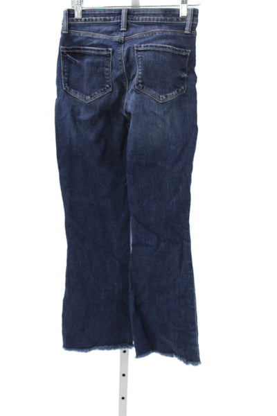 L'Agence Womens Cropped Mid Rise Jeans Blue Button Cotton Blend Size 23