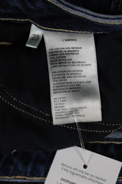 L'Agence Womens Cropped Mid Rise Jeans Blue Button Cotton Blend Size 23