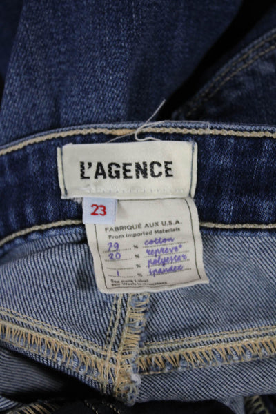 L'Agence Womens Cropped Mid Rise Jeans Blue Button Cotton Blend Size 23