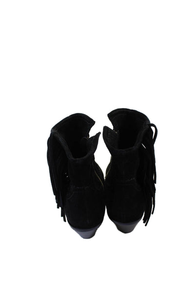 Sam Edelman Womens Suede Fringe Ankle Boots Shoes Black Size 5