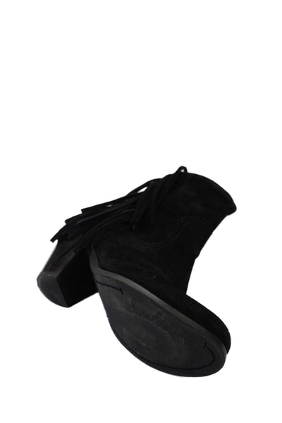 Sam Edelman Womens Suede Fringe Ankle Boots Shoes Black Size 5