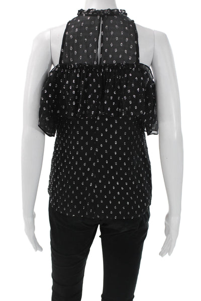 Rebecca Taylor Womens Black Silk Halter Polka Dot Blouse Size 0