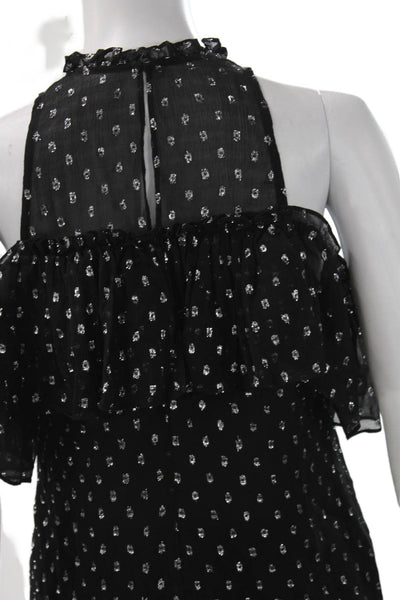 Rebecca Taylor Womens Black Silk Halter Polka Dot Blouse Size 0