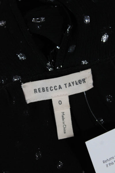Rebecca Taylor Womens Black Silk Halter Polka Dot Blouse Size 0