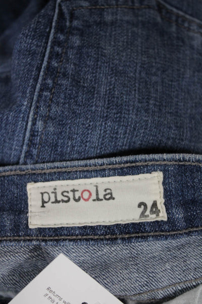 Pistola Women Skinny High Rise Jeans Blue Cotton Button Size 24
