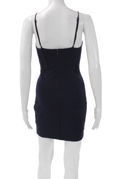 ASTR Womens Bodycon Mini Dress Blue Square Neck Rayon Sleeveless Size S