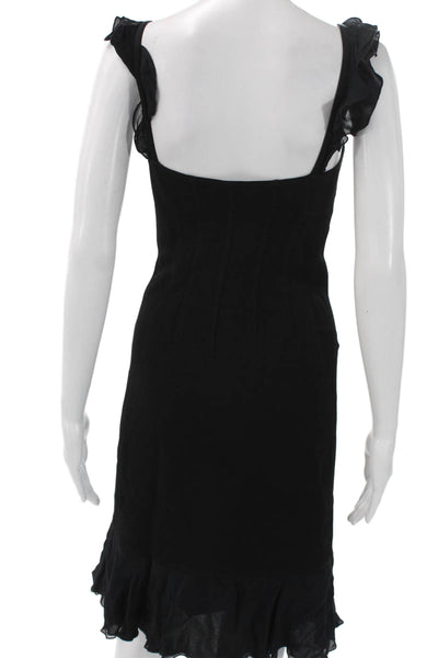 Moschino Women Sheath Dress Black Sleeveless Sweetheart Acetate Blend Size 4