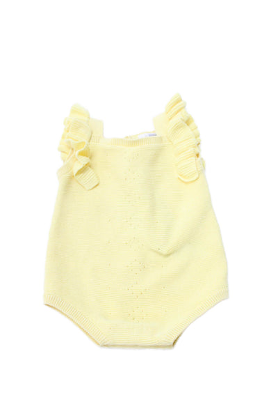 Janie and Jack Baby Girl Cotton Snap Buttoned One-Piece Yellow Size 0-3
