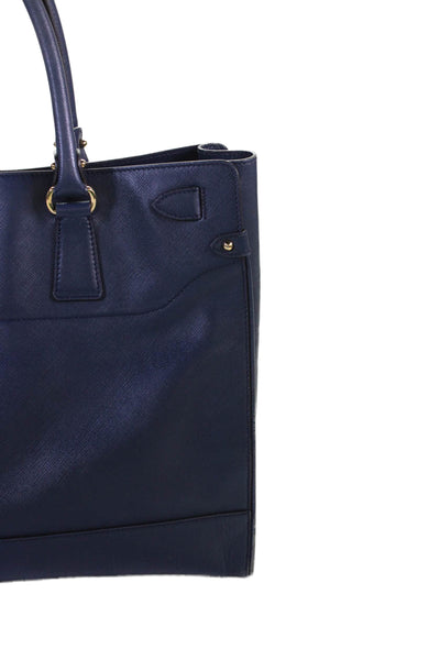 Salvatore Ferragamo Womens Leather Gancini Saffiano Shoulder Handbag Navy Blue