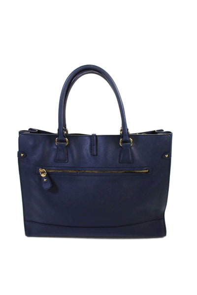 Salvatore Ferragamo Womens Leather Gancini Saffiano Shoulder Handbag Navy Blue