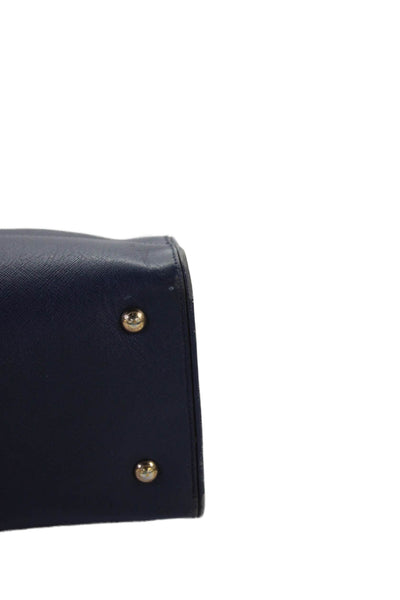 Salvatore Ferragamo Womens Leather Gancini Saffiano Shoulder Handbag Navy Blue