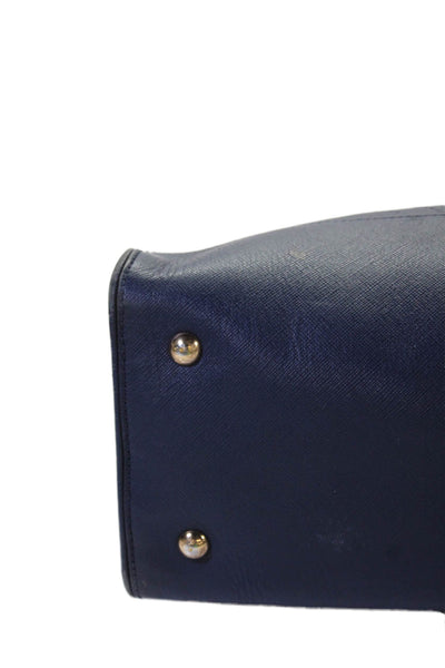 Salvatore Ferragamo Womens Leather Gancini Saffiano Shoulder Handbag Navy Blue