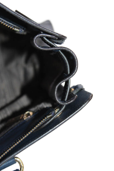 Salvatore Ferragamo Womens Leather Gancini Saffiano Shoulder Handbag Navy Blue